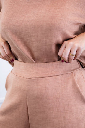 Conjunto Dulce –  Blusa Oversized e Bermuda com Bolsos em Linho Light