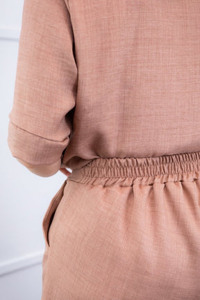 Conjunto Dulce –  Blusa Oversized e Bermuda com Bolsos em Linho Light