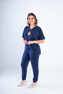 Conjunto Flórida - Malha Confort Calça e Blusa de Gola V