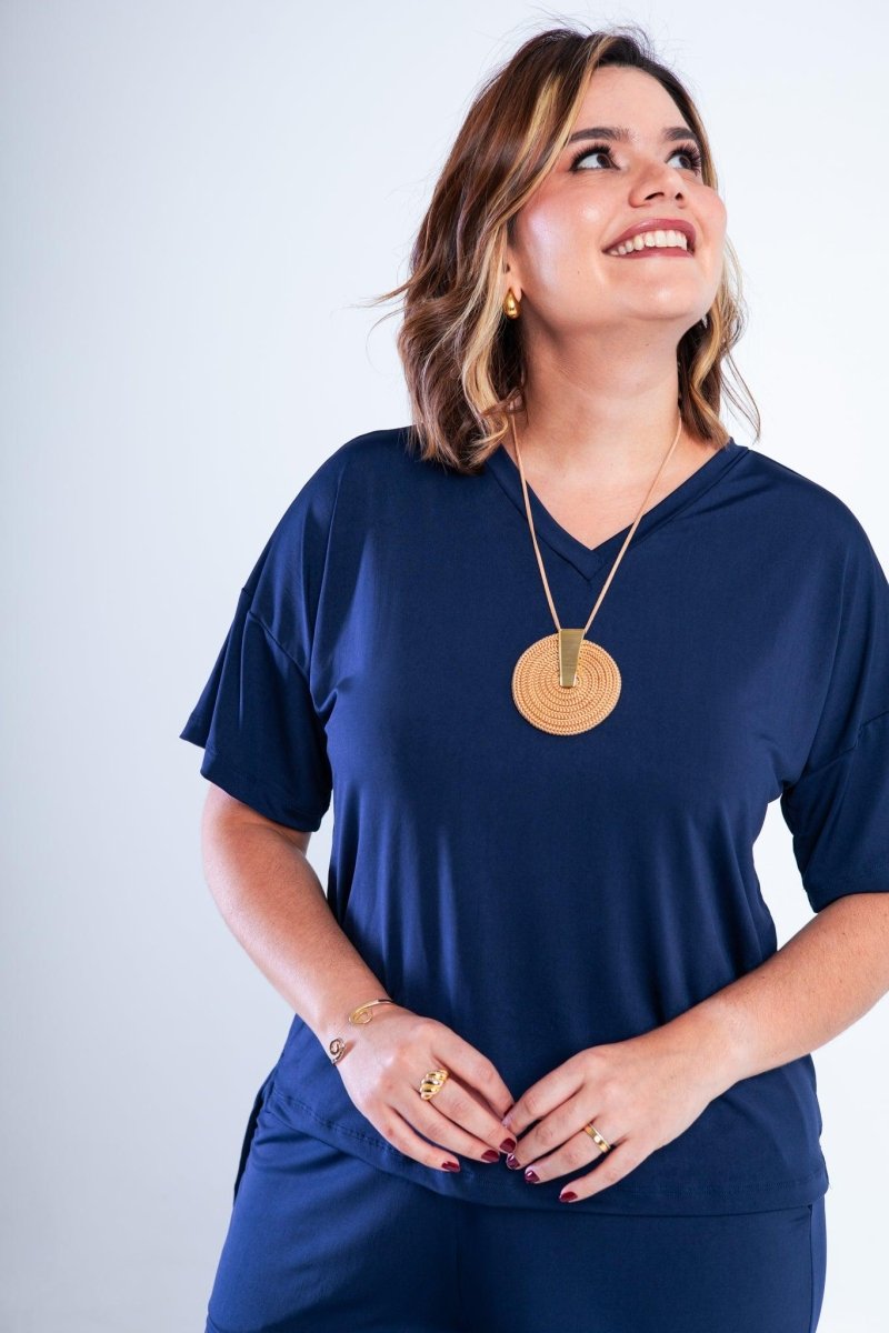 Conjunto Flórida - Malha Confort Calça e Blusa de Gola V