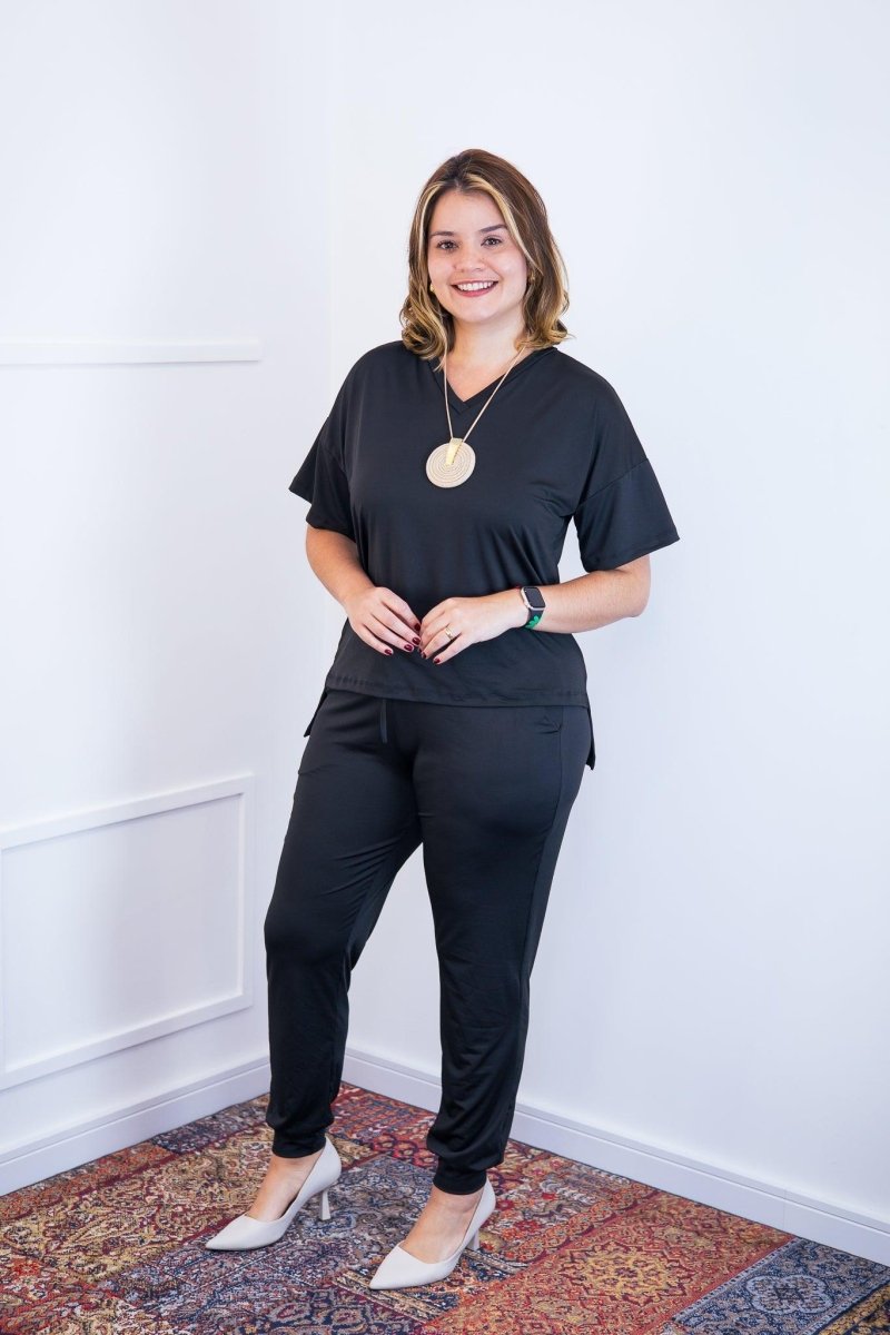 Conjunto Flórida - Malha Confort Calça e Blusa de Gola V