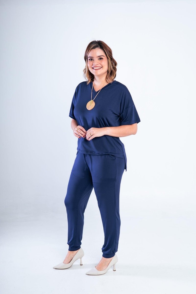 Conjunto Flórida - Malha Confort Calça e Blusa de Gola V