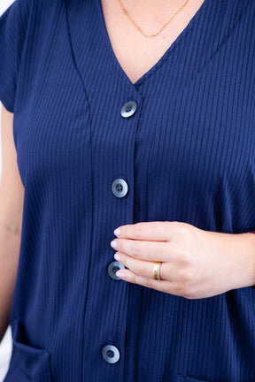 Conjunto Itália - Em Malha Canelada com Colete de Botões e Calça Pantalona