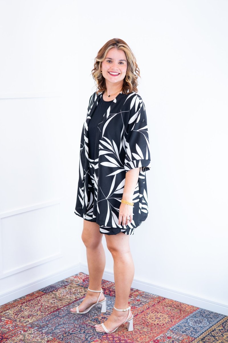 Conjunto Kimono Dora - Oversized Estampado e Bermuda em Crepe