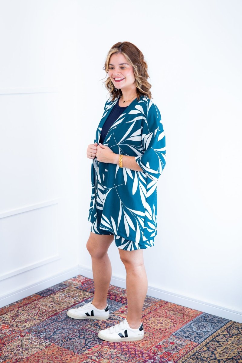 Conjunto Kimono Dora - Oversized Estampado e Bermuda em Crepe