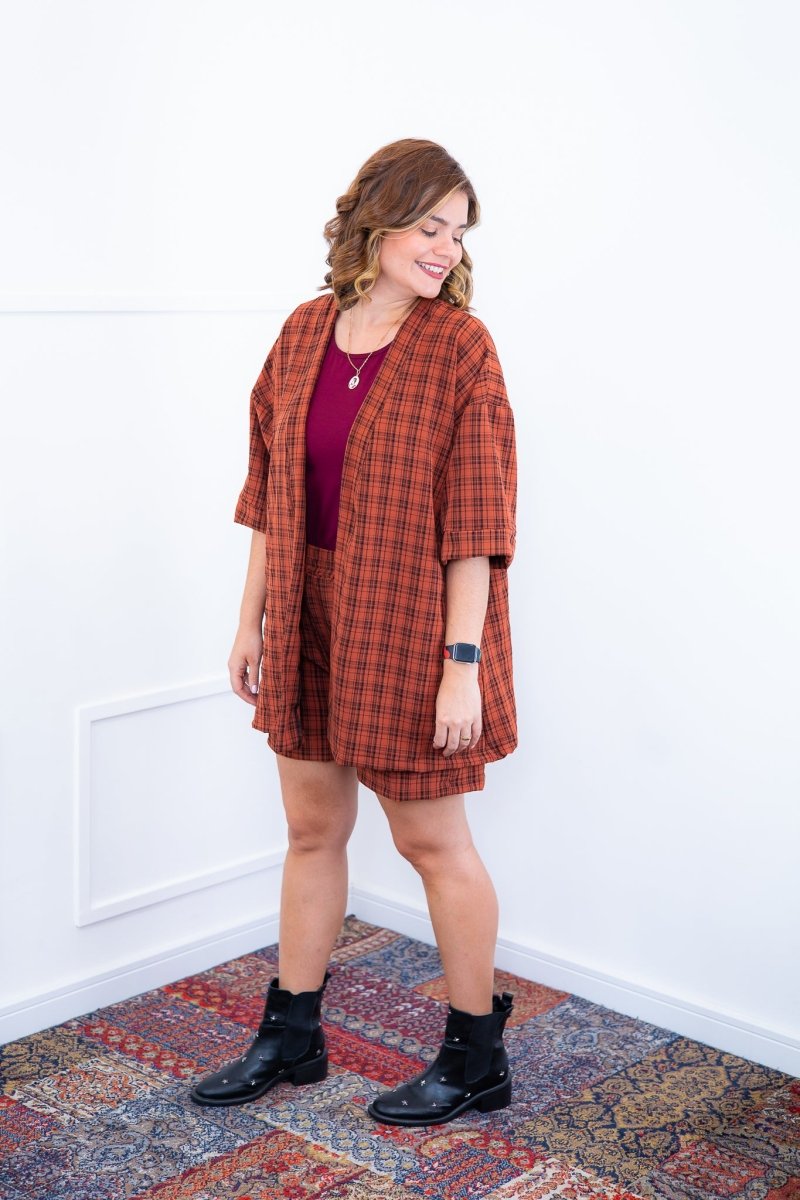 Conjunto Kimono Dora - Oversized Estampado e Bermuda em Crepe