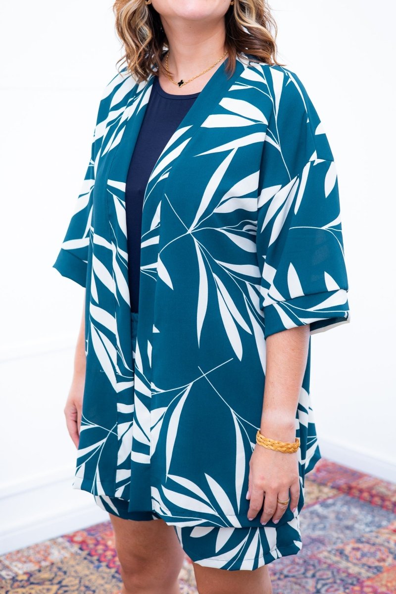 Conjunto Kimono Dora - Oversized Estampado e Bermuda em Crepe