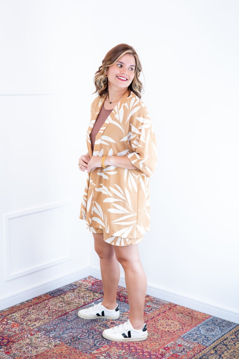 Conjunto Kimono Dora - Oversized Estampado e Bermuda em Crepe