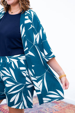 Conjunto Kimono Dora - Oversized Estampado e Bermuda em Crepe