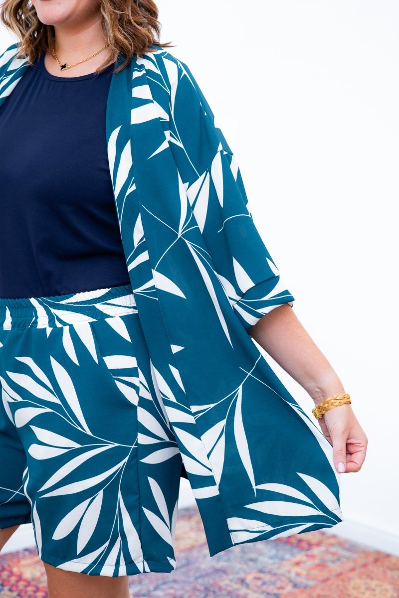 Conjunto Kimono Dora - Oversized Estampado e Bermuda em Crepe