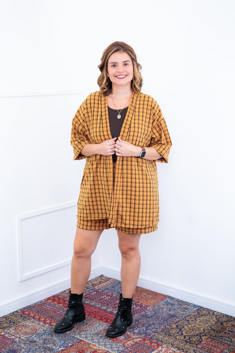 Conjunto Kimono Dora - Oversized Estampado e Bermuda em Crepe