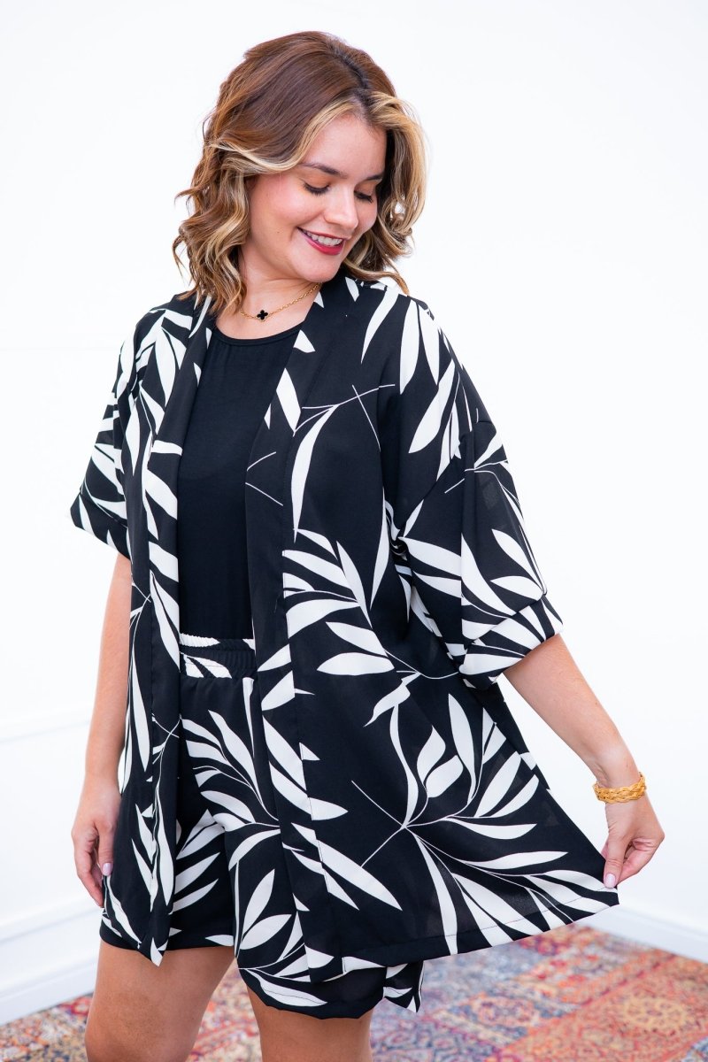 Conjunto Kimono Dora - Oversized Estampado e Bermuda em Crepe
