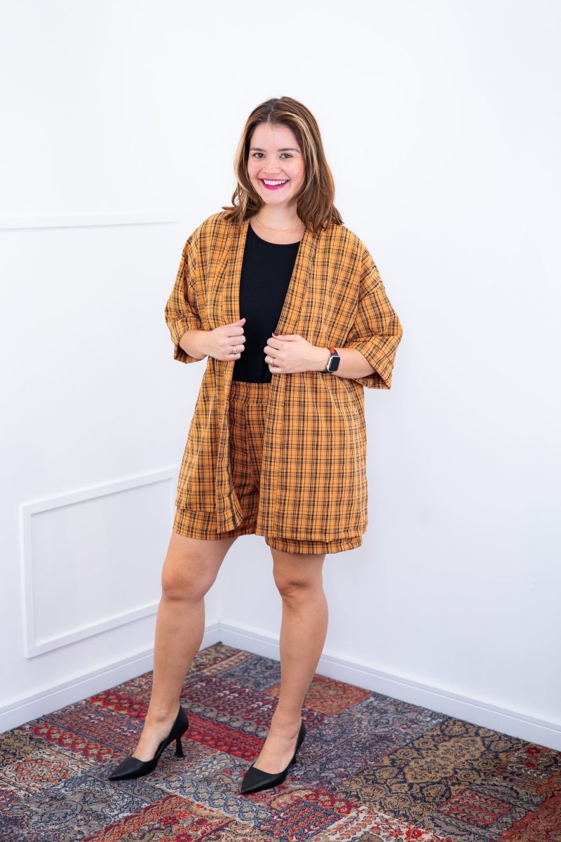 Conjunto Kimono Dora - Oversized Estampado e Bermuda em Crepe