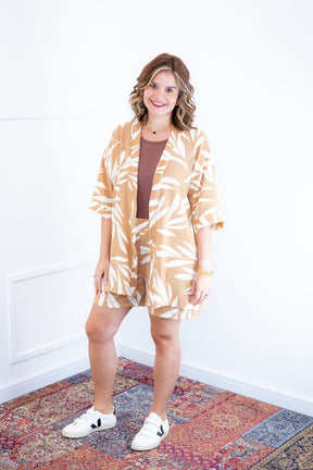 Conjunto Kimono Dora - Oversized Estampado e Bermuda em Crepe