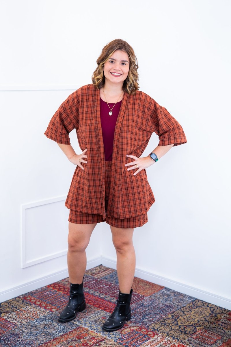 Conjunto Kimono Dora - Oversized Estampado e Bermuda em Crepe