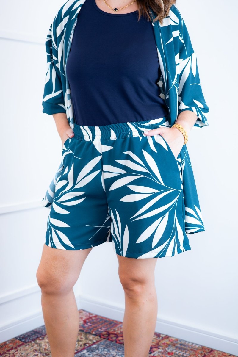 Conjunto Kimono Dora - Oversized Estampado e Bermuda em Crepe