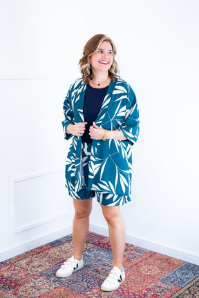Conjunto Kimono Dora - Oversized Estampado e Bermuda em Crepe
