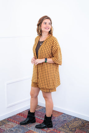 Conjunto Kimono Dora - Oversized Estampado e Bermuda em Crepe