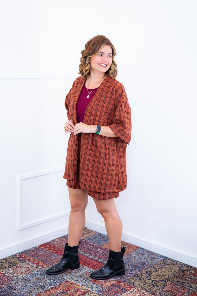 Conjunto Kimono Dora - Oversized Estampado e Bermuda em Crepe