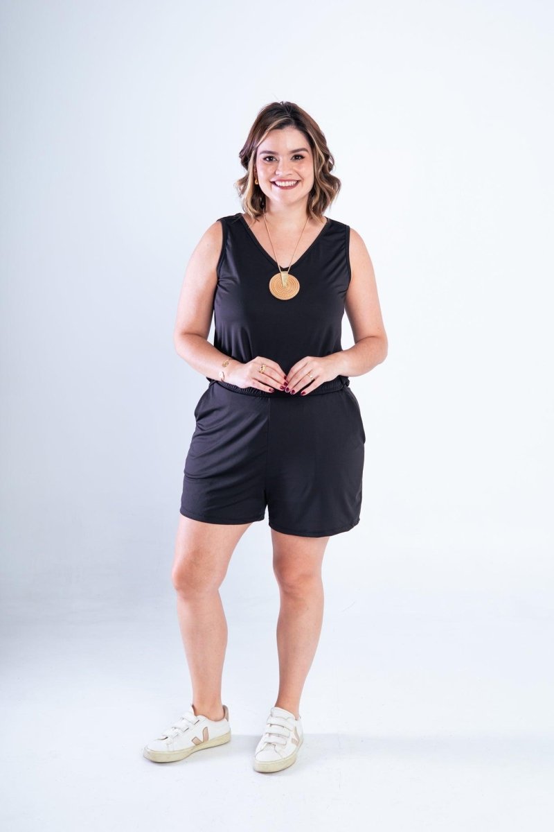 Conjunto Olivia - Bermudinha e Blusa Regata em Malha Confort