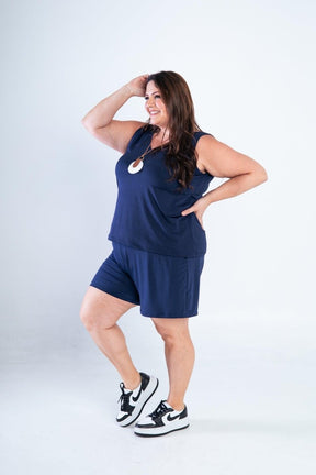 Conjunto Olivia - Bermudinha e Blusa Regata em Malha Confort