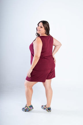 Conjunto Olivia - Bermudinha e Blusa Regata em Malha Confort