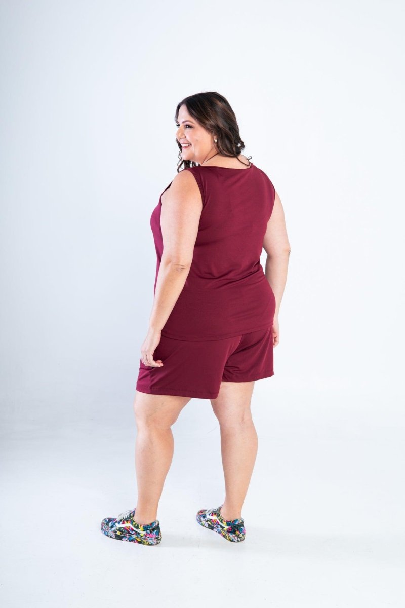 Conjunto Olivia - Bermudinha e Blusa Regata em Malha Confort