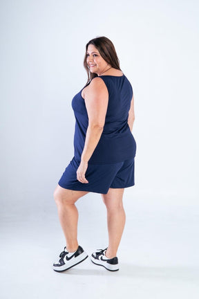 Conjunto Olivia - Bermudinha e Blusa Regata em Malha Confort