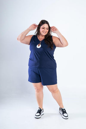 Conjunto Olivia - Bermudinha e Blusa Regata em Malha Confort