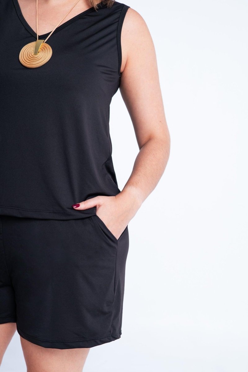 Conjunto Olivia - Bermudinha e Blusa Regata em Malha Confort