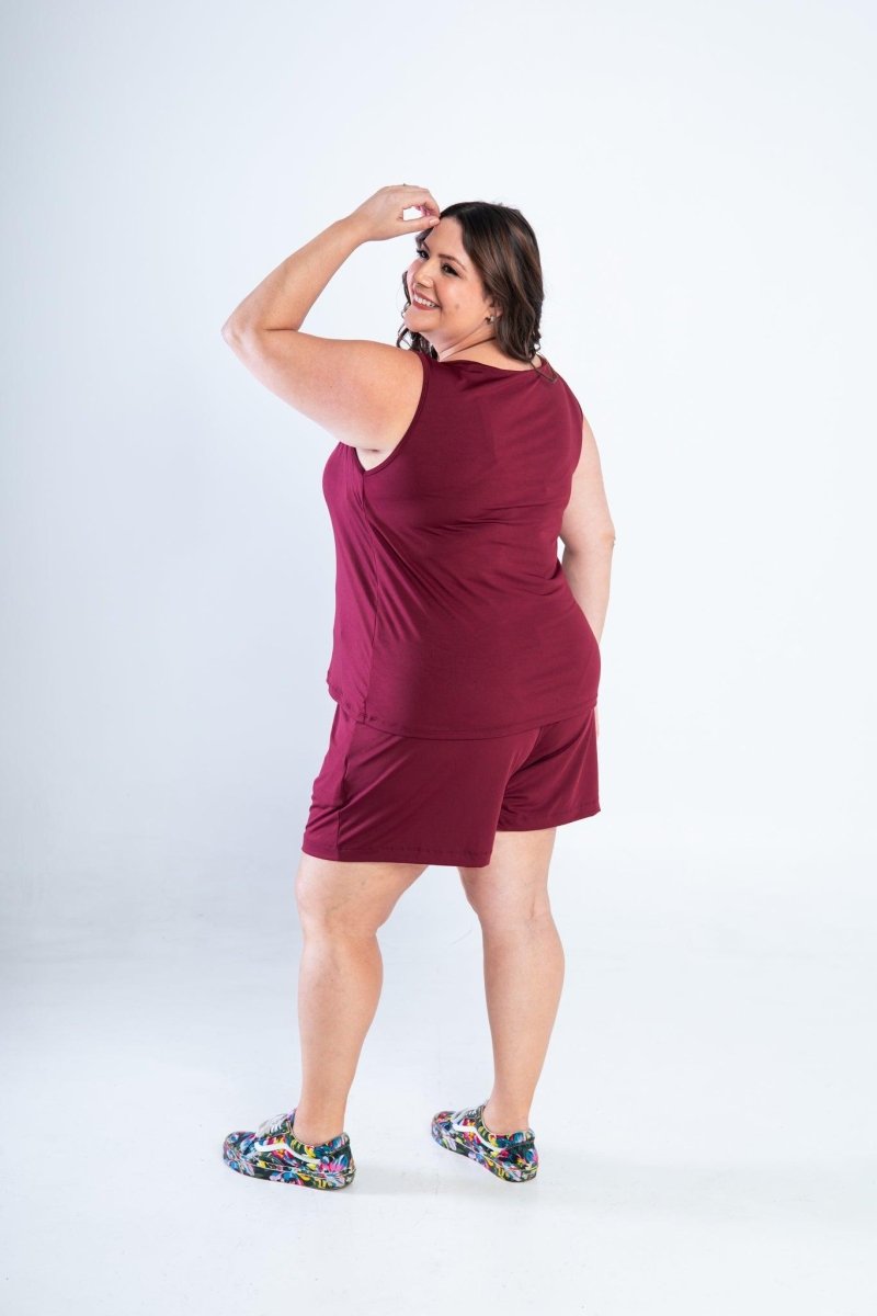 Conjunto Olivia - Bermudinha e Blusa Regata em Malha Confort