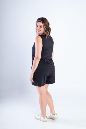 Conjunto Olivia - Bermudinha e Blusa Regata em Malha Confort