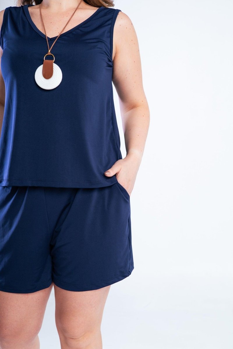 Conjunto Olivia - Bermudinha e Blusa Regata em Malha Confort