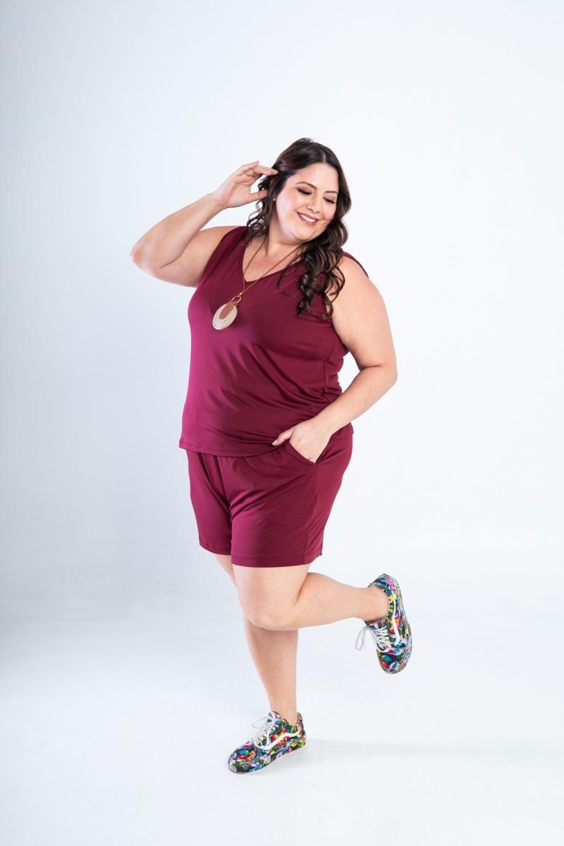 Conjunto Olivia - Bermudinha e Blusa Regata em Malha Confort