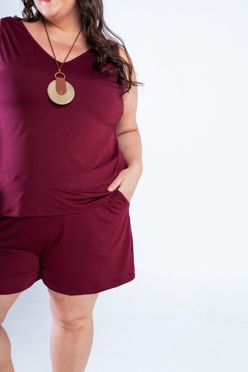 Conjunto Olivia - Bermudinha e Blusa Regata em Malha Confort