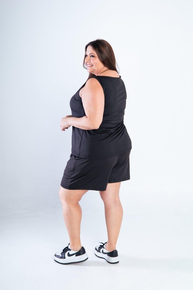 Conjunto Olivia - Bermudinha e Blusa Regata em Malha Confort