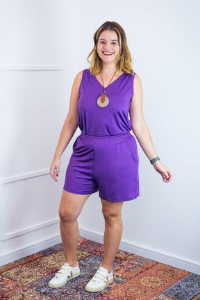 Conjunto Olivia - Bermudinha e Blusa Regata em Malha Confort