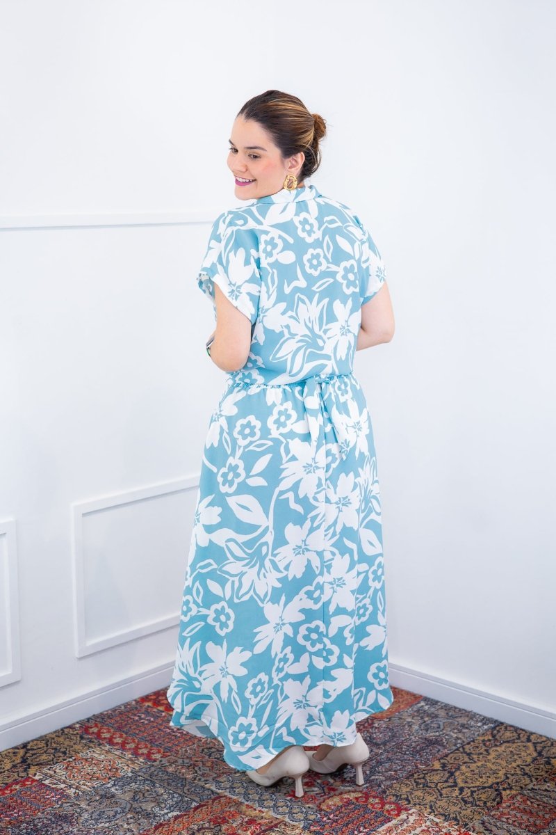 Conjunto Rio – Saia Longa e Blusa com Decote V em Crepe com Caimento Fluido