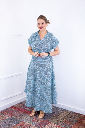 Conjunto Rio – Saia Longa e Blusa com Decote V em Crepe com Caimento Fluido