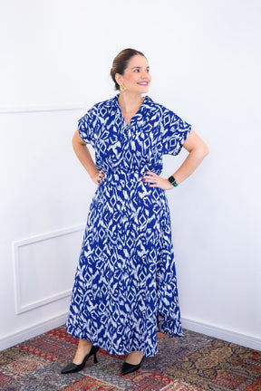 Conjunto Rio – Saia Longa e Blusa com Decote V em Crepe com Caimento Fluido