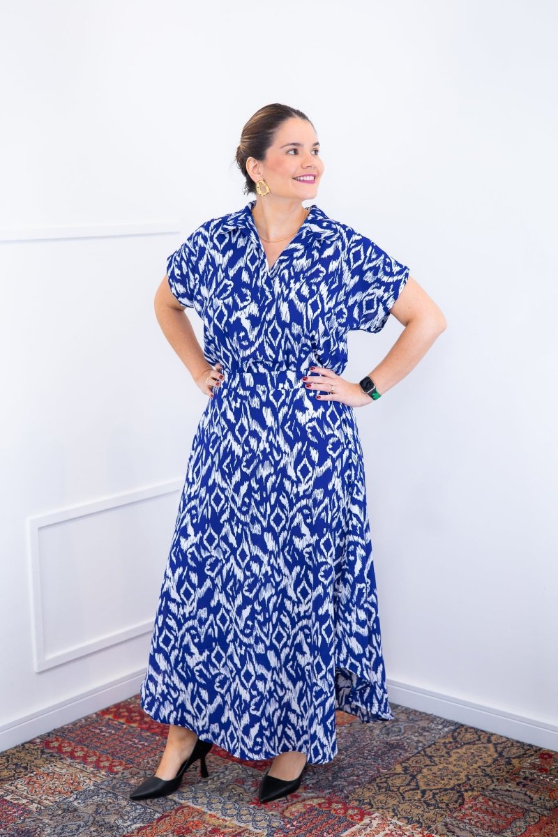 Conjunto Rio – Saia Longa e Blusa com Decote V em Crepe com Caimento Fluido