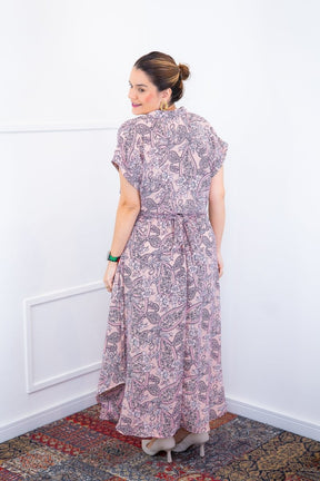 Conjunto Rio – Saia Longa e Blusa com Decote V em Crepe com Caimento Fluido