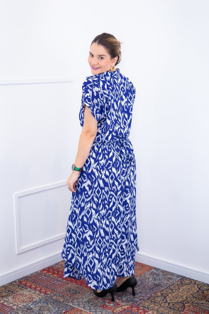 Conjunto Rio – Saia Longa e Blusa com Decote V em Crepe com Caimento Fluido