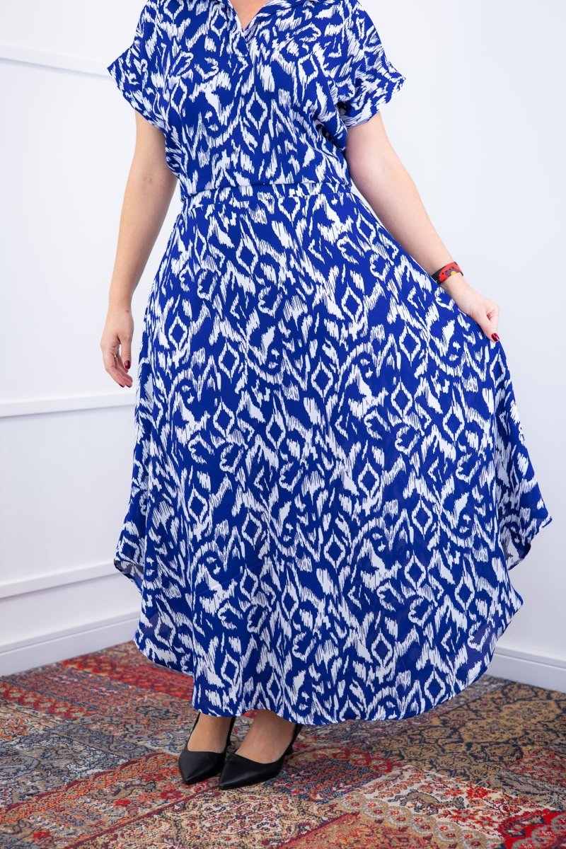 Conjunto Rio – Saia Longa e Blusa com Decote V em Crepe com Caimento Fluido