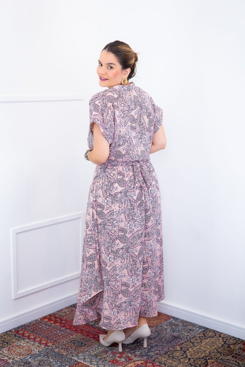 Conjunto Rio – Saia Longa e Blusa com Decote V em Crepe com Caimento Fluido