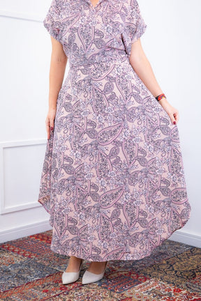 Conjunto Rio – Saia Longa e Blusa com Decote V em Crepe com Caimento Fluido