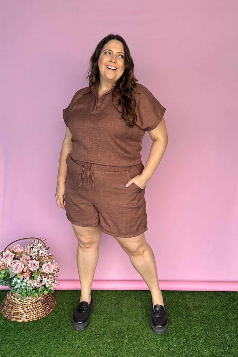 Conjunto Salvador - Bermuda e Blusa em Linho Light