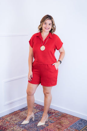 Conjunto Salvador - Bermuda e Blusa em Linho Light