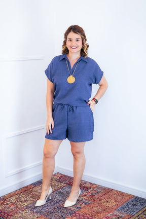Conjunto Salvador - Bermuda e Blusa em Linho Light