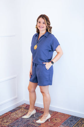 Conjunto Salvador - Bermuda e Blusa em Linho Light